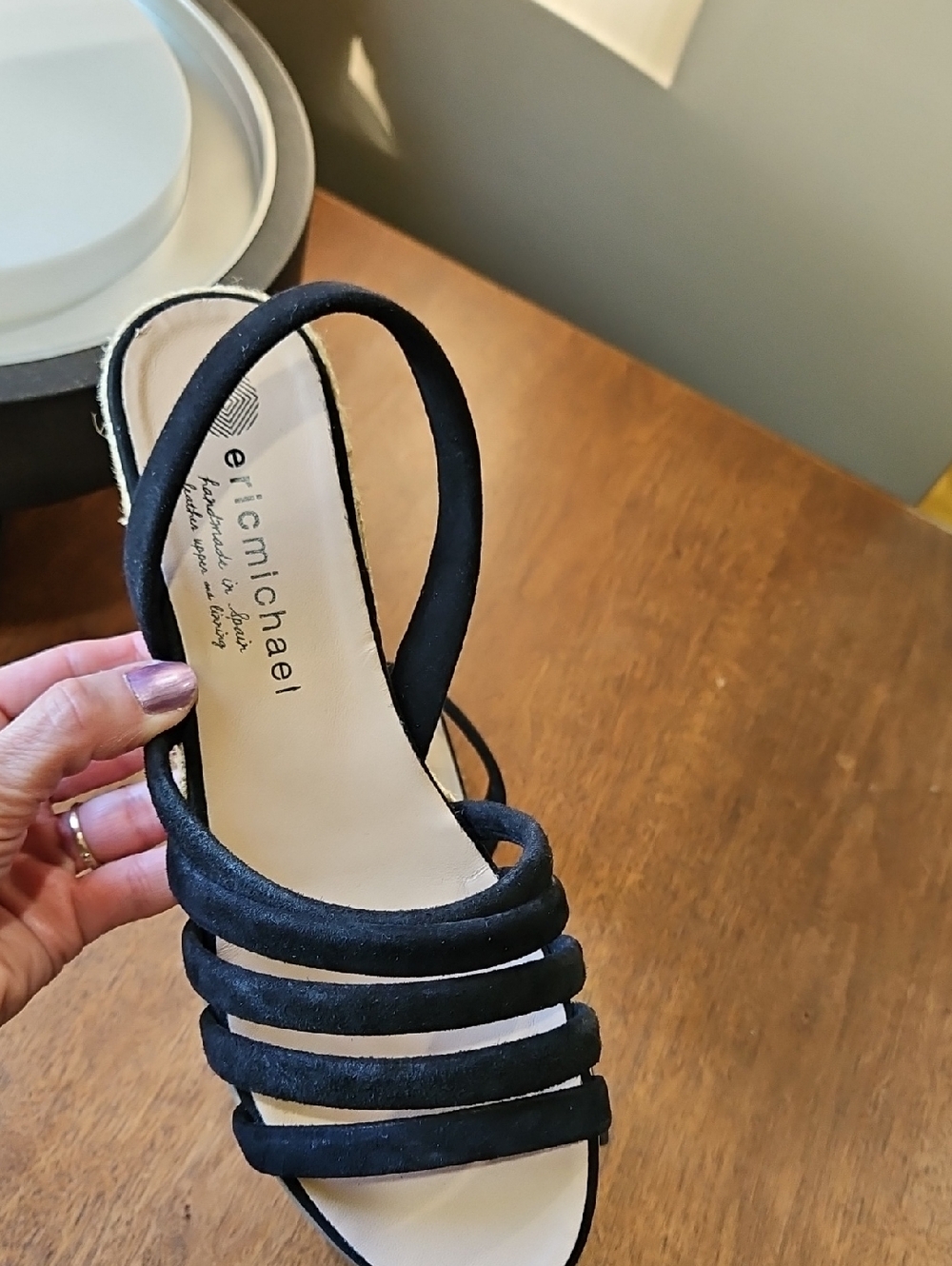 Eric Michael Black Multi-Strap Slingback Heel